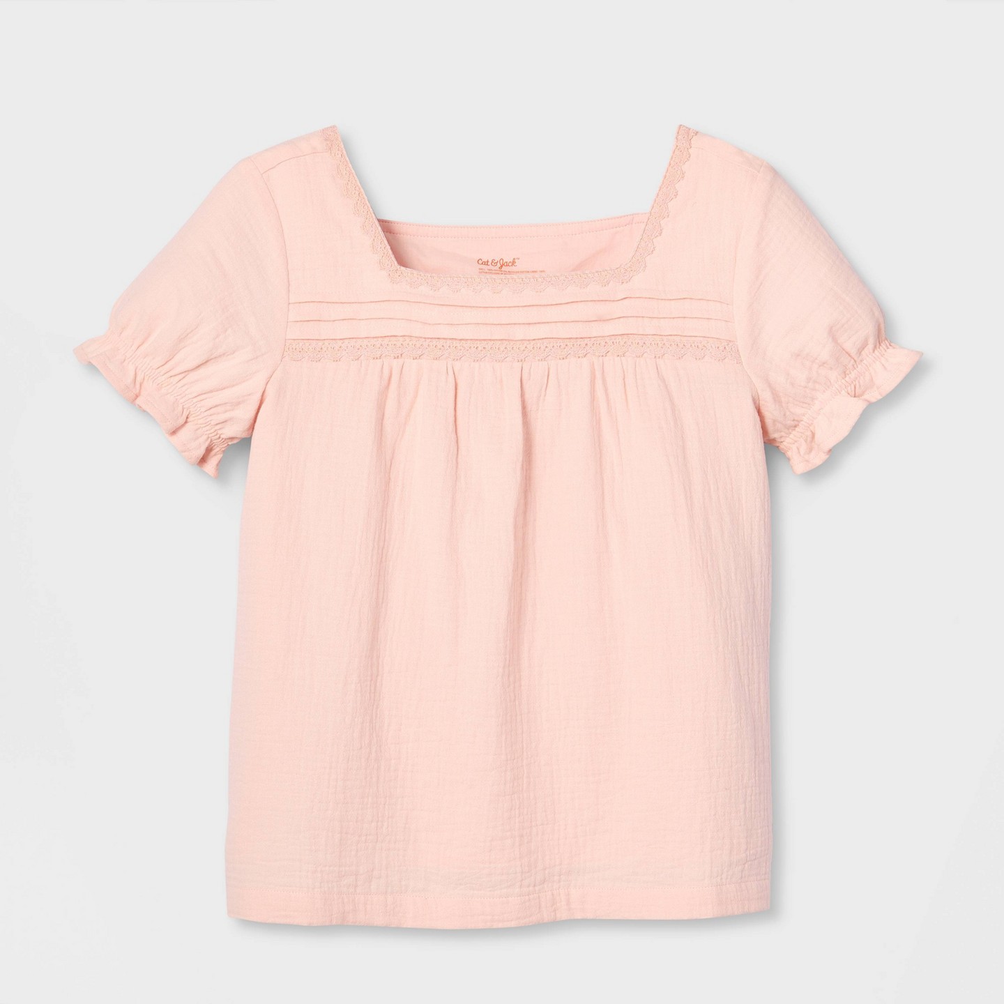 Блузка Cat & Jack Short Sleeve Gauze Boho Blouse для девочек, цвет: Розовый — фото 2