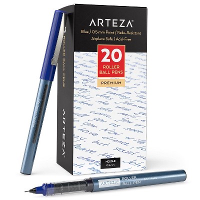 Arteza Roller Ball Pens, Blue Ink, 0.5 mm Needle Point - 20 Pack (ARTZ-9284)