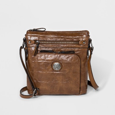 brown croc crossbody bag