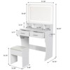 Jojoka Makeup Vanity Table with LED Lighted Mirror, Storage Drawers, USB Charging Ports & Stool – Modern Dressing Table for Girls Bedroom - 2 of 4