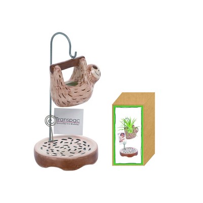 Transpac Ceramic 8 in. Hanging Sloth Plant/Photo Holder