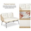 Outdoor Wicker Sofa Conversation Set - 4-Piece L-Shaped Sectional w/ Detachable Lounger & Glass Table, 500lb Capacity - 3 of 4