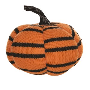 Plush Pumpkin Set – Fabric Orange Black – 5 H for Halloween Decor By Melrose - 1 of 3