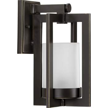 Progress Lighting Janssen 1-Light Wall Lantern in Oil Rubbed Bronze with Etched Glass Shade