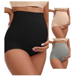 INSPIRE CHIC 3 Packs Women's High Waist Maternity Briefs Butt Lifter Seamless Comfortable Pregnancy Ladies Panties - 1 of 4