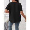 Women's Plus Size V Neck Casual Tops  Color Shirts Lightweight Short Sleeve Blouses - 2 of 2