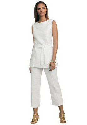 Jessica London Women's Plus Size 2-Piece Linen Capri Set
