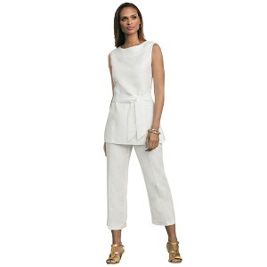 Jessica London Women's Plus Size 2-Piece Linen Capri Set - 1 of 4