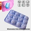 Aoibox 3 Pack Silicone Flower Molds for Chocolate, Cupcake, Candy, Jelly, Ice Cube, Muffin - 12 Cavities Different Shapes (Pink, Purple, Blue) - 4 of 4