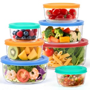 LunaLulinlk 14-Piece Glass Food Storage Container Set - 7, 4, 2, and 1 Cup Round Containers with Lids, BPA Free - 1 of 4