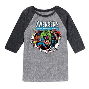 Boys' - Marvel - Avengers Paper Rip Raglan Graphic T-Shirt - 1 of 4