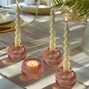 Kate Aspen 2-In-1 Fluted Colored Glass Taper Candlestick Candle Holders (Set of 4) - 1 of 4