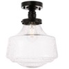 Elegant Lighting Lyle 1 light Black and Clear seeded glass Flush mount - 4 of 4
