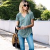 Amaryllis Women's Short-Sleeve Casual V-Neck High-Low Hem Tee Soft Lightweight Comfortable - 3 of 3
