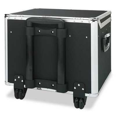 Black and Chrome Locking Mobile File Chest with Telescopic Handle