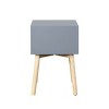 DOMETOUR Side Table,Bedside Table with 2 Drawers and Rubber Wood Legs, Mid-Century Modern Storage Cabinet for Bedroom Living Room, Gray - 4 of 4