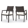 2pk Modern Wicker Outdoor Dining Chair with Cushions Armrest Patio Chairs-Tanpinhause - 3 of 4