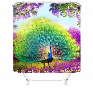 Peacock On The Screen Shower Curtains for Bathroom Waterproof Fabric Bath Curtain Durable Soft Stylish Bathroom Decor 72x72 Inch - 1 of 1