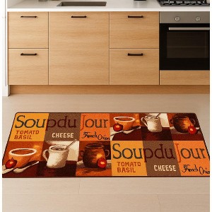 Home Mart Goods Brown Orange Washable Kitchen Runner Mat With Non-Slip Backing - 20"x55" - 1 of 4