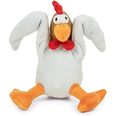 goDog Action Plush Chicken Animated Squeaky Dog Toy, Chew Guard Technology - White, One Size