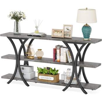 Tribesigns 70.8 Inch Console Table, Long Sofa Table Entry Table with 3 Tier Storage Shelves for Entryway Hallway Living Room