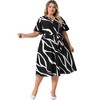 Agnes Orinda Women's Plus Size Tie Waist V Neck Short Sleeve Elegant Midi Dresses with Pockets - 3 of 4