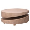 Round Wood Coffee Table,31.3" Modern Two-Tier Accent Table for Living Room,Natural Finish Minimalist Centerpiece-Baofuwish - 3 of 4