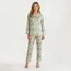 Anna-Kaci Lounge Women's 2-Piece Set Floral Satin Button Front Pajama Top with Contrast Cuffs and Matching Relaxed Fit Lounge Pants - 3 of 4