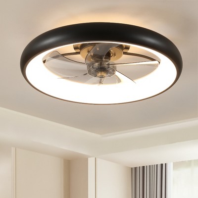 KWPZQEB Ceiling Fans with Lights, Modern Ceiling Fixture with 6 Wind Speeds, Dimmable LED, Black Fandelier Ceiling Fans for Bedroom