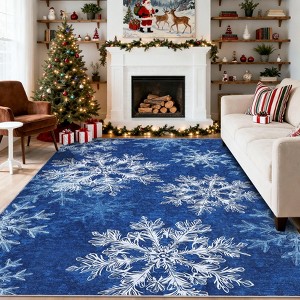 Christmas Washable Rug Area Rugs for Living Room Snowflake Non Slip Throw Rugs Modern Large Rugs for Bedroom Low Pile Soft Non Shedding Carpet - 1 of 4