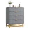 4-Drawer Dresser for Bedroom – Modern White Chest with Gold Metal Legs & Handles - 3 of 4