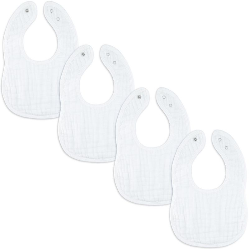 Muslin Cotton Baby Bibs, 4 Pack, Adjustable Size with Easy Snaps, Soft and Super Absorbent, Washable and Reusable By Comfy Cubs, 1 of 7