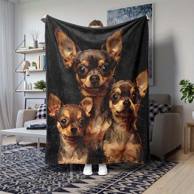Chihuahua Pattern Soft Nap Blanket, All-Season, Perfect for RV Travel and Car Interior Accessories, Christmas Gift.