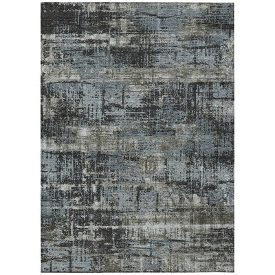 Charcoal And Gray Geometric Washable Indoor Outdoor Area Rug