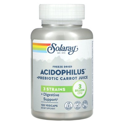 Solaray Freeze Dried Acidophilus + Prebiotic Carrot Juice, 3 Billion CFU, 120 VegCaps