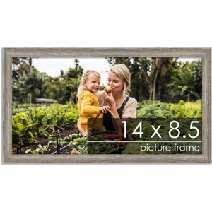 PosterPalooza | 14x8.5 Thin Barnwood Picture Frame, UV Acrylic, 2 Finishes - Grey and Black - 1 of 4