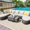 7 Pieces Rattan Outdoor Garden Sofa Set,Wicker Patio Conversation Sectional Sets,Patio Furniture Sets with Coffee Table and Cushions-Coolbibila - 2 of 4
