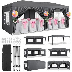 10x20 Pop Up Canopy Tent w/6 Removable Sidewalls,Waterproof Commercial Canopy Ez Outdoor Instant Gazebo Event Shelter,Garden Tents w/Sandbags,White - 1 of 4