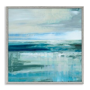 Stupell Industries Abstract Ocean Horizon Modern Nautical Painting Blue Green, 17" x 17" - 1 of 4