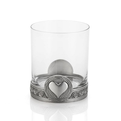 Royal Selangor Pewter Hearts Whiskey Tumbler 10oz - Ace Collection Luxurious Cognac/Bourbon/Scotch/Cocktail Drinking Glass