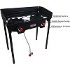 GasOne Propane 2 Burner Camp Stove with Windscreen Outdoor High Pressure with Adjustable PSI Regulator and 4ft Steel Braided Hose With Removable Legs - 3 of 4