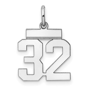 Black Bow Jewelry Sterling Silver, Athletic Collection, Small Polished Number 32 Pendant - 1 of 4