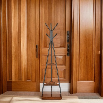 Industrial Style Coat Rack Stand with 2 Shelves: Sturdy, Stylish Organizer for Clothes, Hats, and Bags