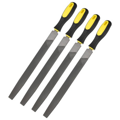 Unique Bargains Flat Metal File High Carbon Steel PVC Grip Handle Hand Files W PVC Grip
