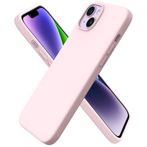 BONGEEKCompatible with iPhone 14 Plus Case 6.7, Slim Liquid Silicone 3 Layers Full Covered Soft Gel Rubber -Chalk Pink - 1 of 4