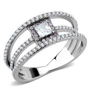 Slickblue Women's Polished Stainless Steel Halo Ring with Clear CZ, Square Design, Perfect for Engagement, Size 5-10 - 1 of 4