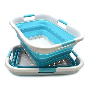 SAMMART 41L (10.8 gallon) Set of 2 Collapsible Plastic Laundry Basket with 3 Handles - 1 of 4
