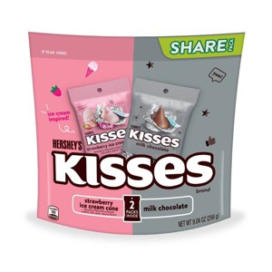 Hershey's Kisses One Pack Milk Chocolate and Kisses Strawberry Share Size Bag 9.6oz - 1 of 4