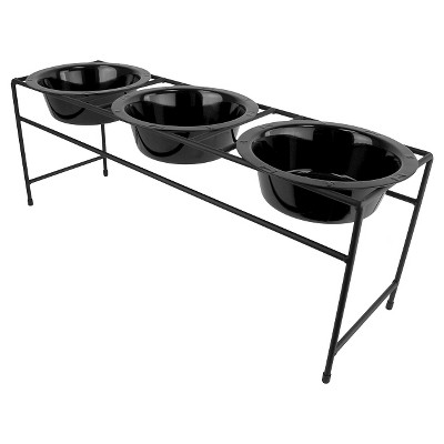 Platinum Pets Modern Triple Dog Diner Feeder Midnight Black - 6.25 cup
