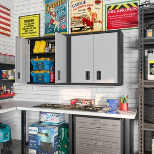 TinyHomie Wall-Mounted Garage Storage Cabinet with Lockable Doors and Adjustable Shelves, Durable Metal Hanging Tool Cabinet for Utility Rooms - 1 of 4